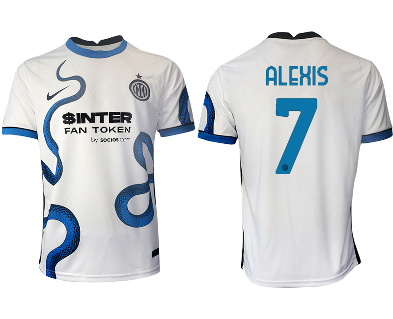 Men 2021-2022 Club Inter Milan away aaa version white #7 Soccer Jersey->inter milan jersey->Soccer Club Jersey